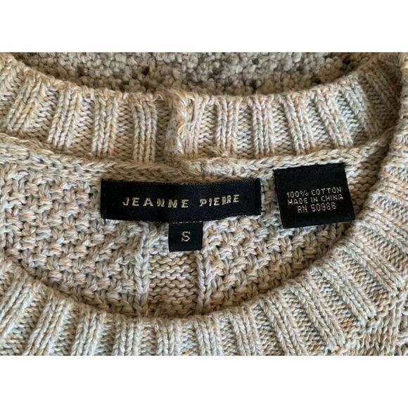 Jeanne Pierre Womens Cable Knit Long Sleeve Tan Long‎ Sweater With Pockets SMALL - Picture 5 of 6